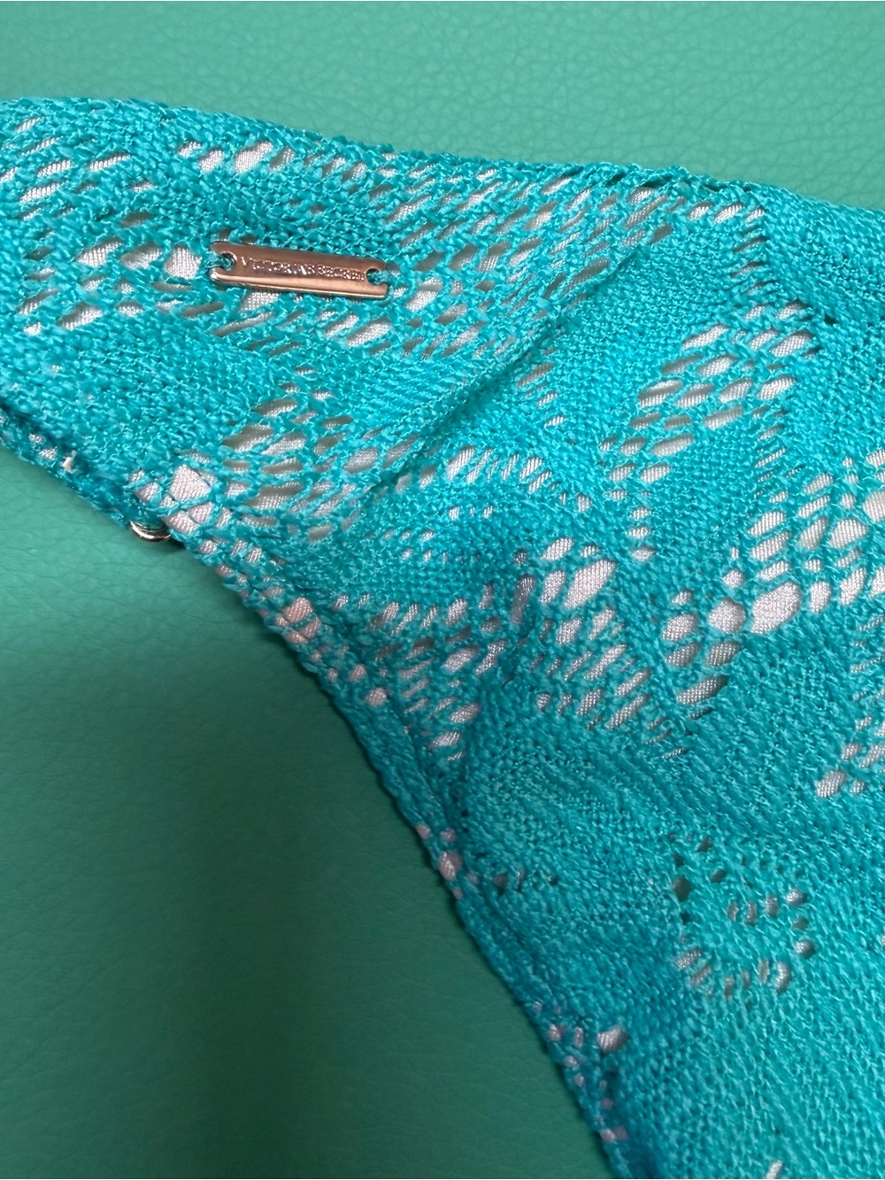 Victoria's Secret Turquoise Lace Bikini with Gold Hardware - Picture 5 of 6